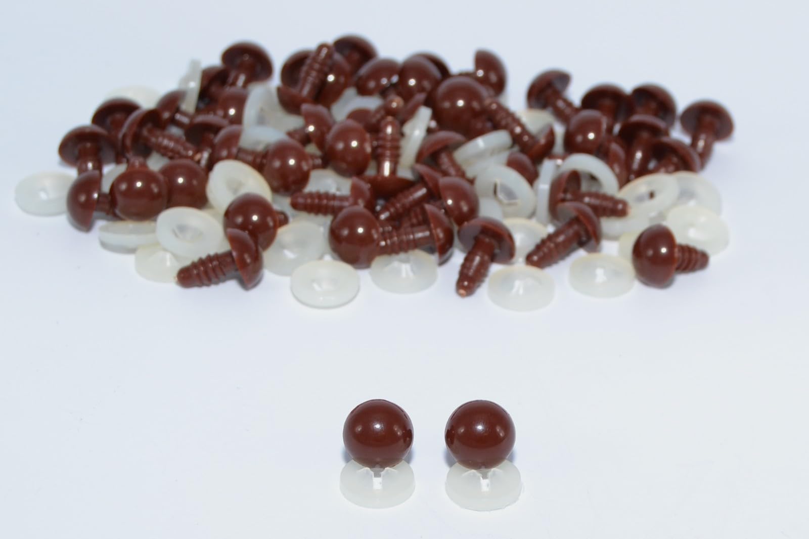 celloexpress 9mm Solid BROWN Eyes with Plastic Backs - Safety Eyes for Soft Toy or Teddy Bear Making - Pack of 50 Pairs