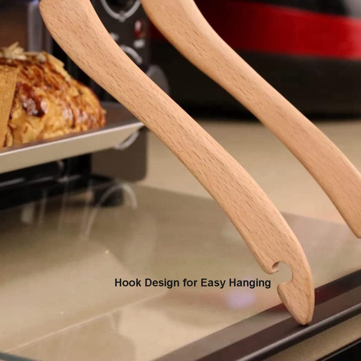 Extractor de estante de horno de madera, extractor de estante, extractor de horno de mango largo para tostador, horno, freidora de aire, hornear, asar, cocinar, 11 pulgadas de longitud 3