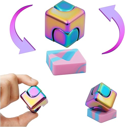 Juguetes de escritorio, juguetes giratorios Cool-Gadgets Metal Kinetic-Desk-Toys Office EDC-Toy con base de silicona, herramientas para TDAH