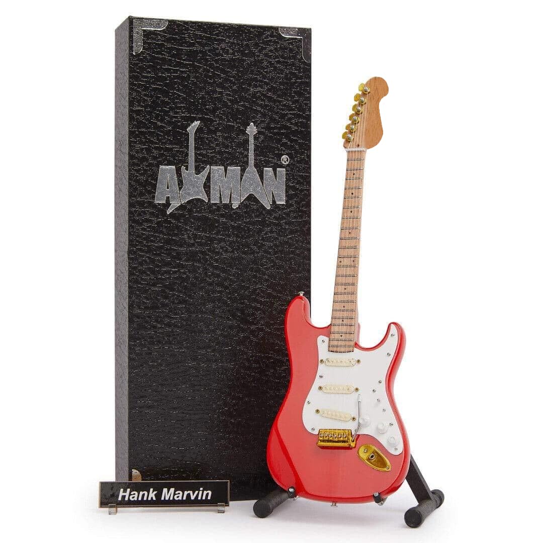 Axman Hank Marvin (The Shadows) Miniature Guitar Replica - Music Gifts - Handmade Ornamental 1/4 Scale - Includes a Display Box, Name Tag and Miniature Guitar Stand