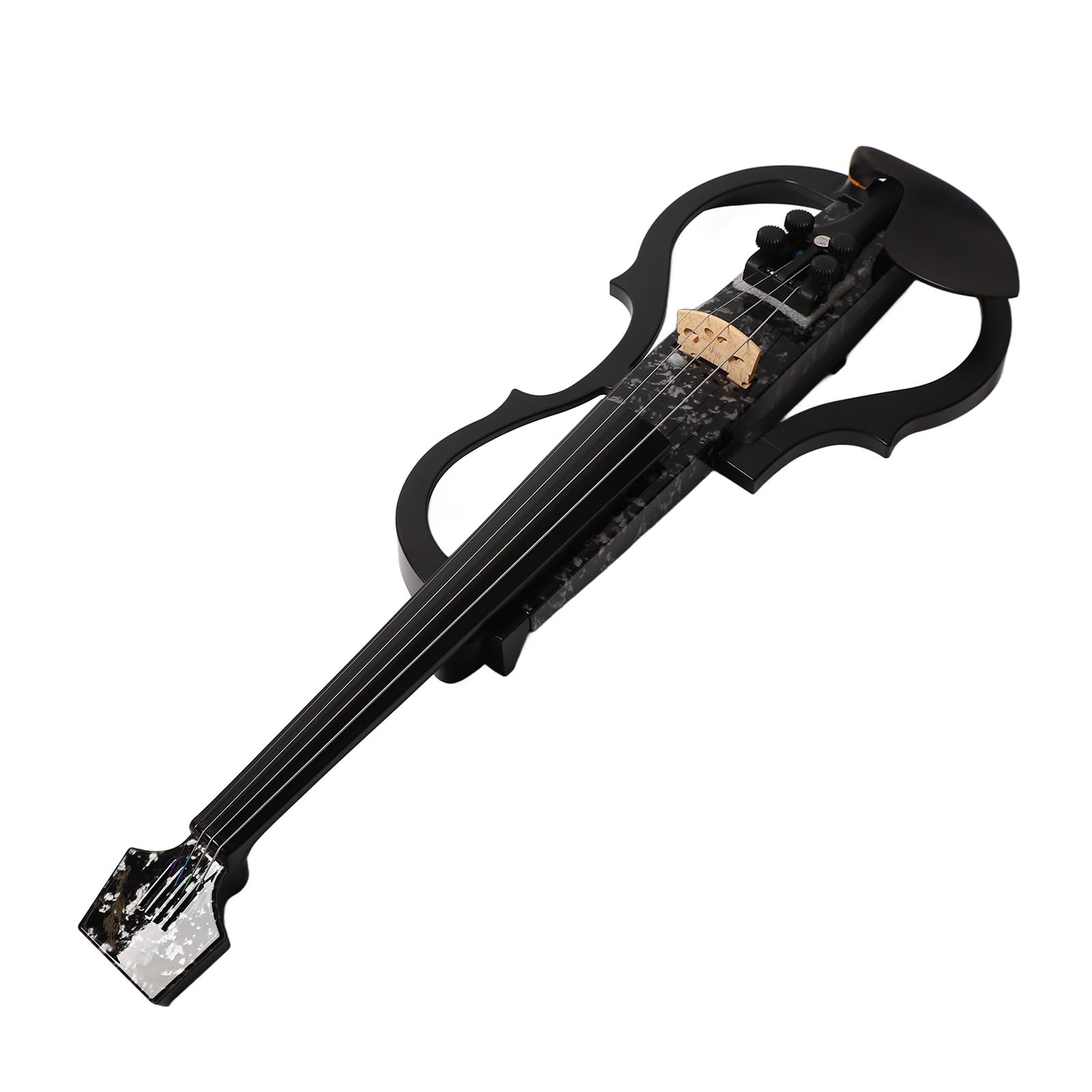 Eujgoov Violino Elettrico Senza Testa, Violino Silenzioso in Fibra di Carbonio con Legno di Acero e Bordo in ABS, Pratica in Cuffia, Controllo del Tono Pickup DV 10B, Dimensione Intera per