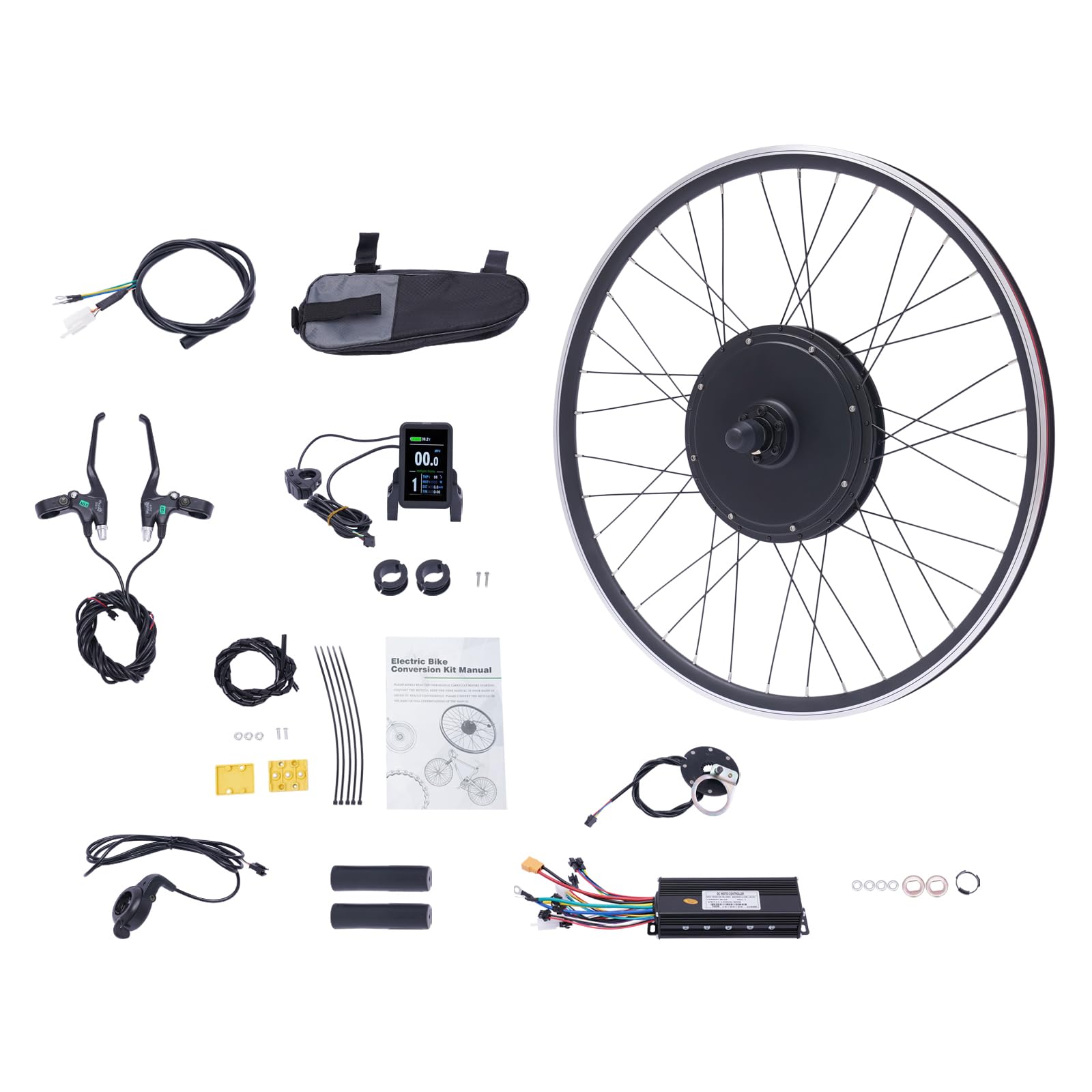 28/29 Zoll 700C Elektrisches Fahrrad Umbausatz 48V 1000W E-Bike Vorderrad Elektrofahrrad Bausatz Electric Motor Bike Conversion Kit 5-Gänge Gangverstellung