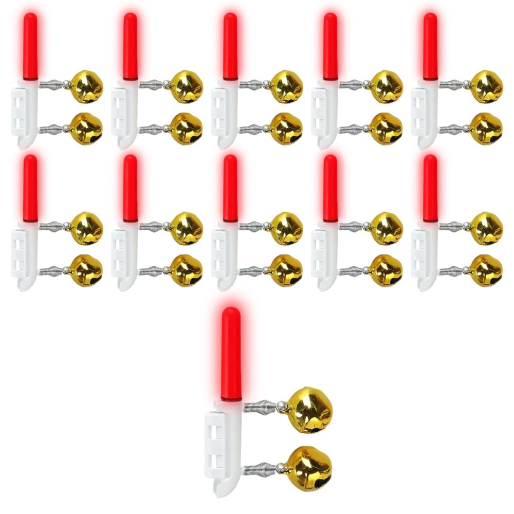 Fishing Glow Stick, 10Pcs Fishing Float Light Sticks with Bell, Night-Fishing Rod Fish Strike Alert for Night-Fishing Accessories