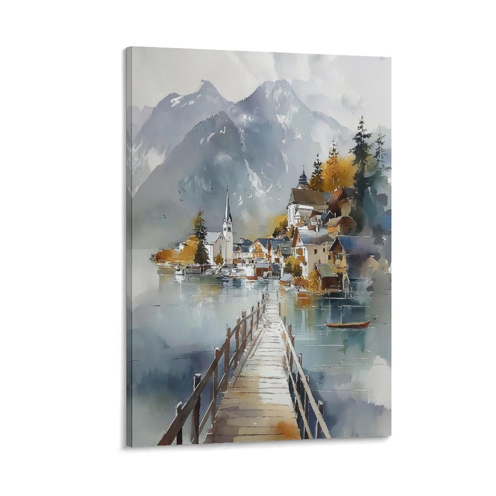 LCYNNH Skagway Alaska Watercolor Coastal Town 24x36inch(60x90cm) Vintage Travel Poster Watercolor Canvas Art