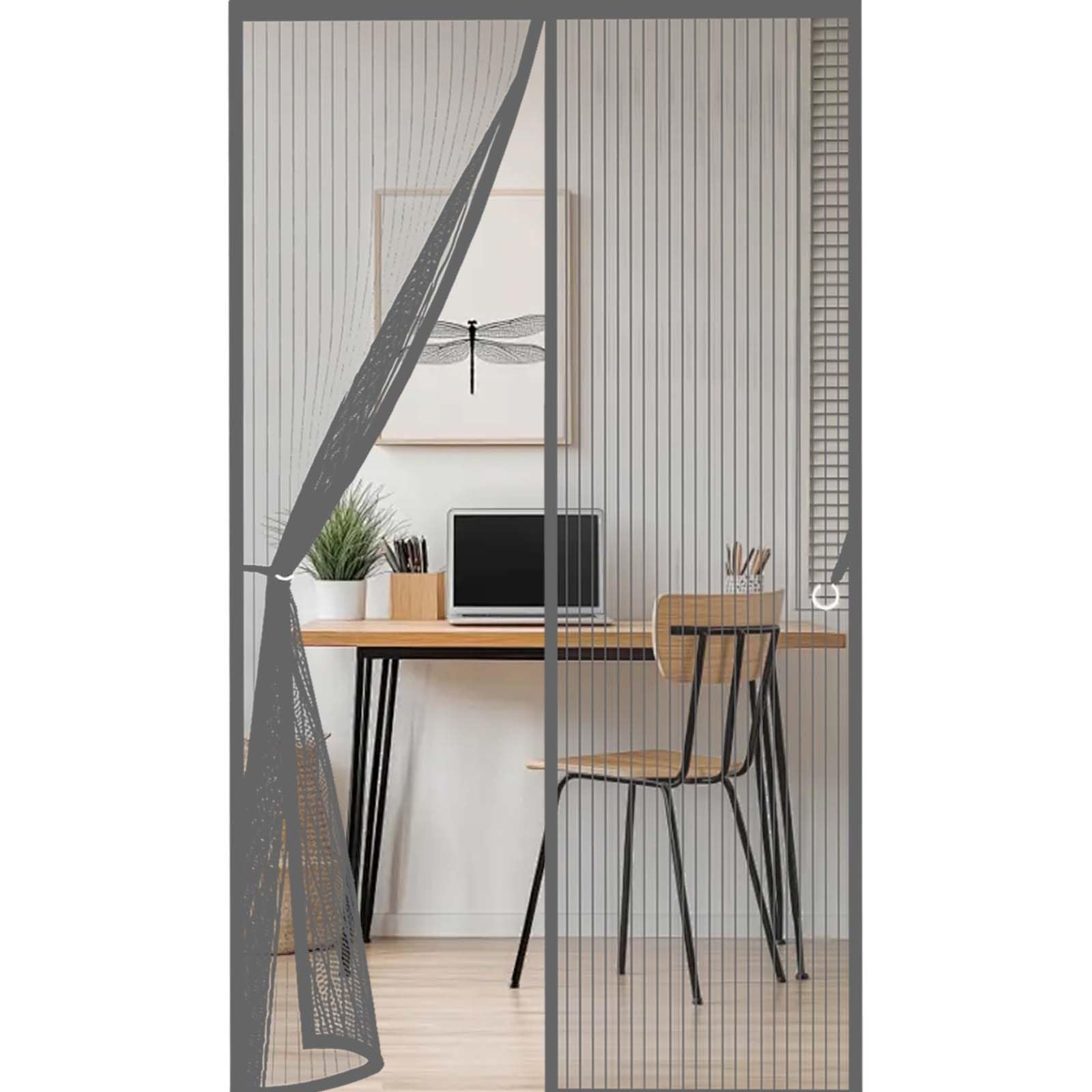 Feijdon Grey Magnetic Screen Door 130 X 234 Cm Durable, Keeps Bugs Out, Kid And Pet Friendly Anti Mosquito Fly Curtain Door Screens Nets Hundreds Of Sizes, Lets Fresh Air In,