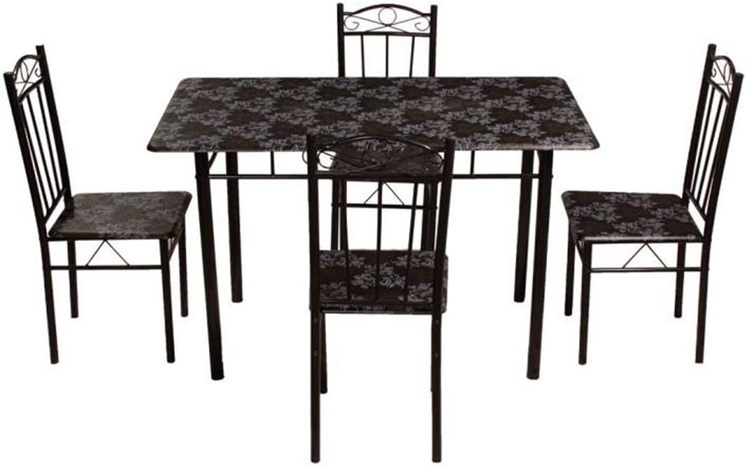 Woodness Nevada Metal 4 Seater Dining Table Set (Black)