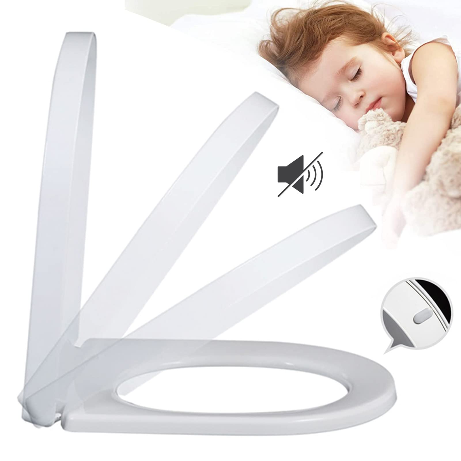 Sedile WC Elettrico Intelligente riscaldato con Temperatura Regolabile e Design a Forma di D in Polipropilene Bianco (Bianco)
