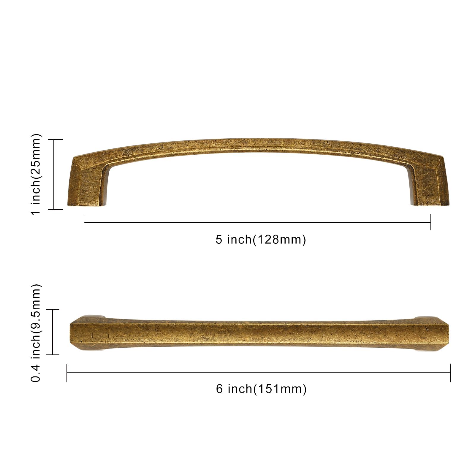 Coinkoly Pack of 6 Furniture Handles, Antique Brass, 128 mm Hole Spacing, Furniture Handles, Cupboard Handles - Image 2