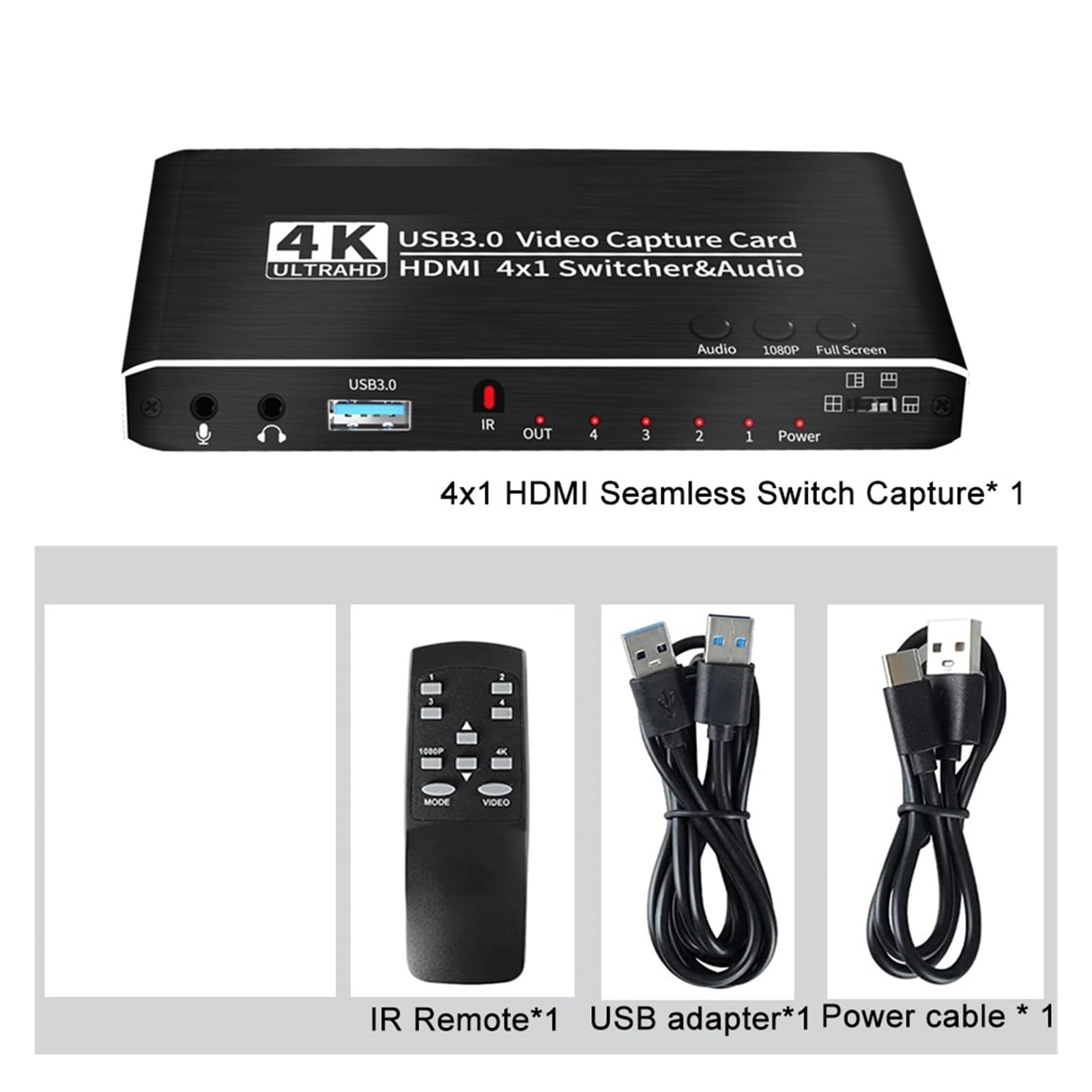 Przełącznik Wideo, Karta przechwytująca wideo 4K z 4 portami i USB 3.0, zgodna z rejestratorem Grabber, płynny przełącznik do nagrywania transmisji strumieniowej na żywo