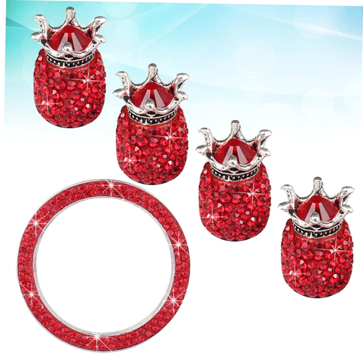 ibasenice 15 Pcs Universal Reifen Ventilkappen Strass Zündknopf Auto Staubkappe Rostfrei Auto Ventilkappen Rot