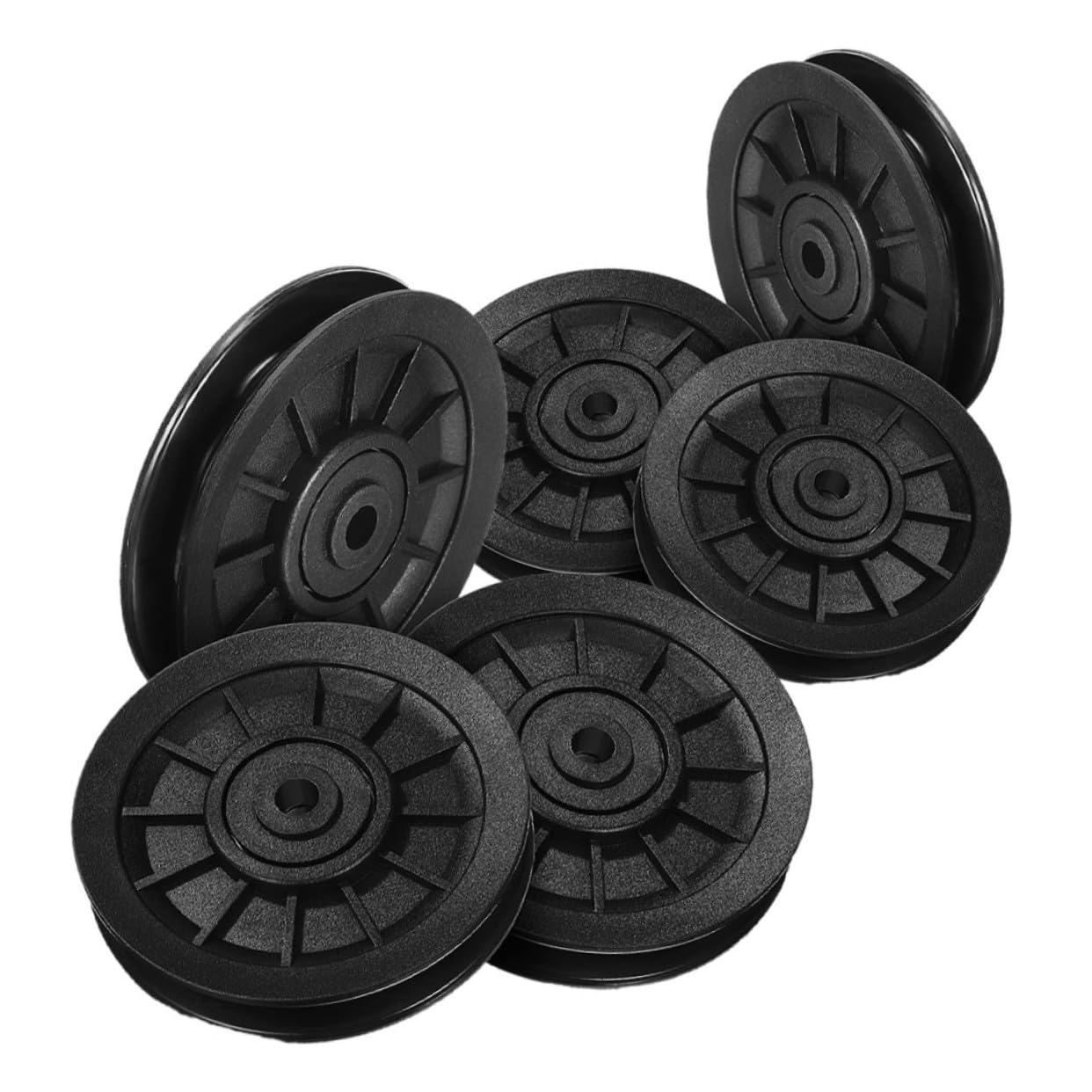 Amosfun 6pezzi Puleggia in Pa6 Nero Accessorio per Allenamento Forza Palestra, Ruote Puleggia per Attrezzatura Fitness