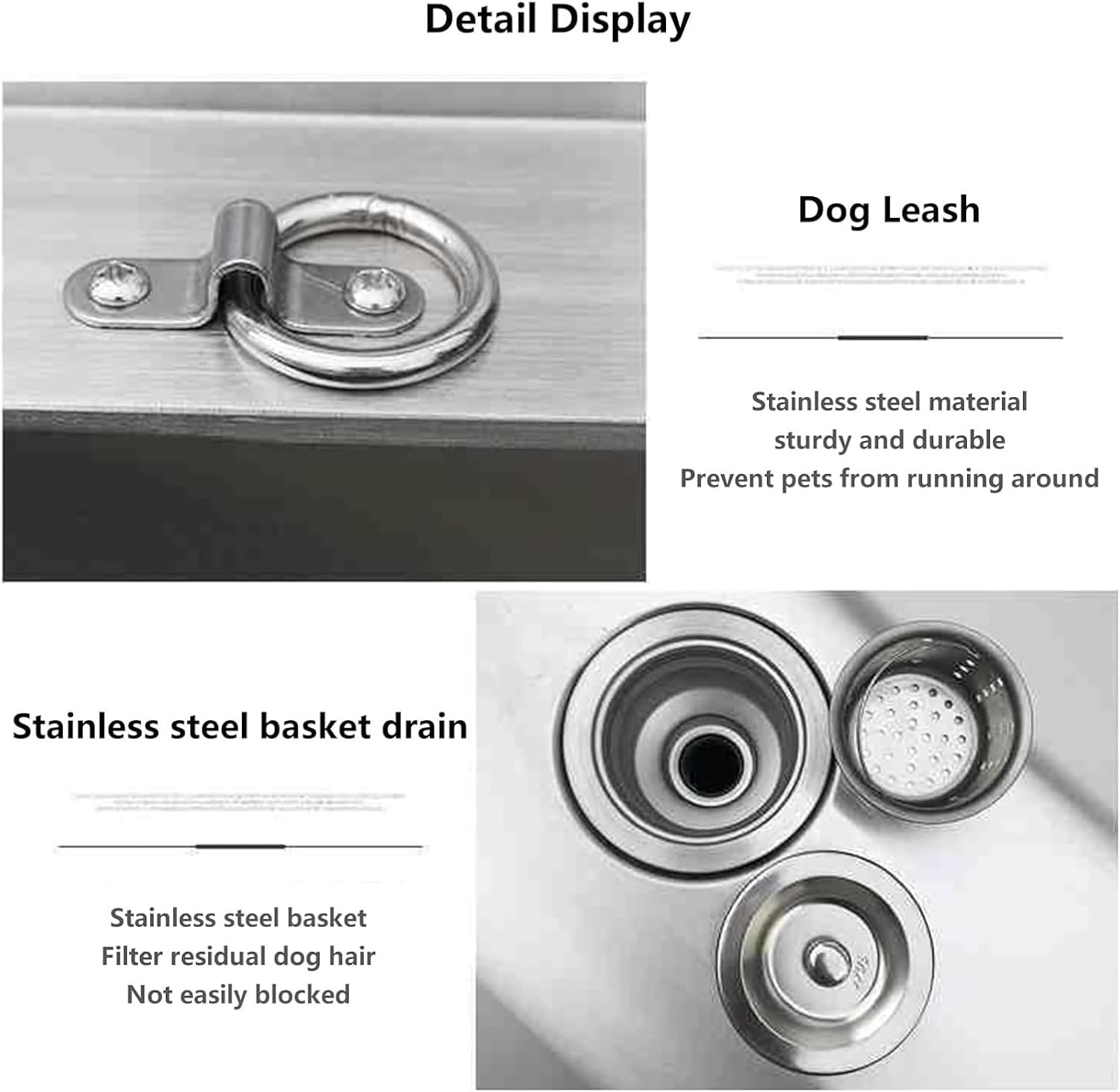 Large Dog Bathtub Dog Bathing Station for Home,Stainless Steel Professional Pet Dog Grooming Bath Tub,Pet Washing Station Sink Shower,Small Dog Washing Station(120cm/47.2in)