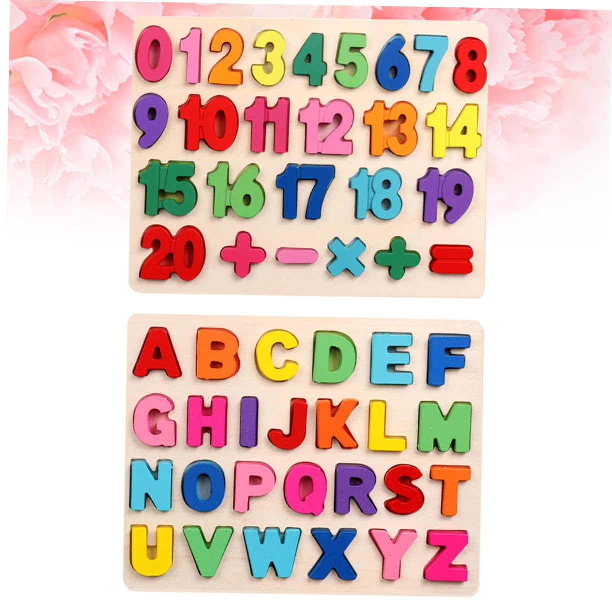 Puzzle Alfabetico e Numerico in Legno, Set 1 per Bambini | Gioco Educativo di Abbinamento, Bordi Arrotondati senza Bave, Sviluppo Cognitivo e Riconoscimento