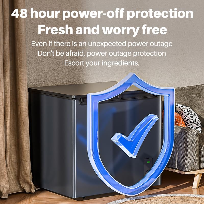 Generic 2.0 Cu. Ft. Chest Freezer, Top Door, Metal, Freestanding with Removable Basket, for Home Kitchen Office (BLACK, 2.0Cu.ft)