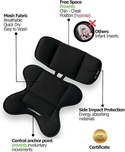 Miniatura 2 de Peak and Rainbow Compatible con Doona Infant Insert - Soporte universal para la cabeza y el cuerpo del asiento de automóvil recién nacido, cojín