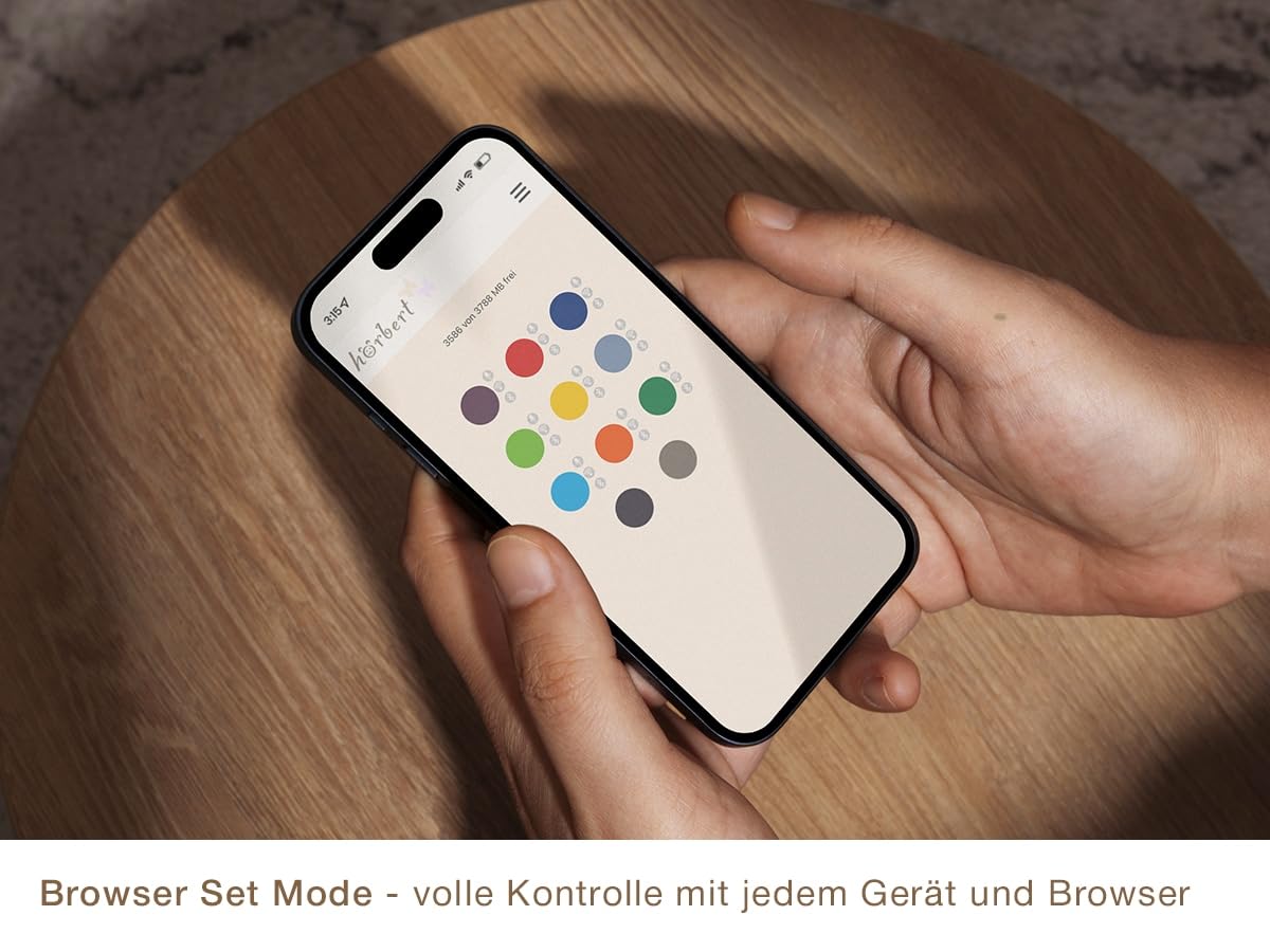 hörbert 3.0 für Senioren + Inhalte für Senioren. Mit 3 Playlists, Mikrofon und USB-C Ladeanschluss, als Internet-Radio, Podcast-Player, MP3-Player und Bluetooth Lautsprecher aus Holz