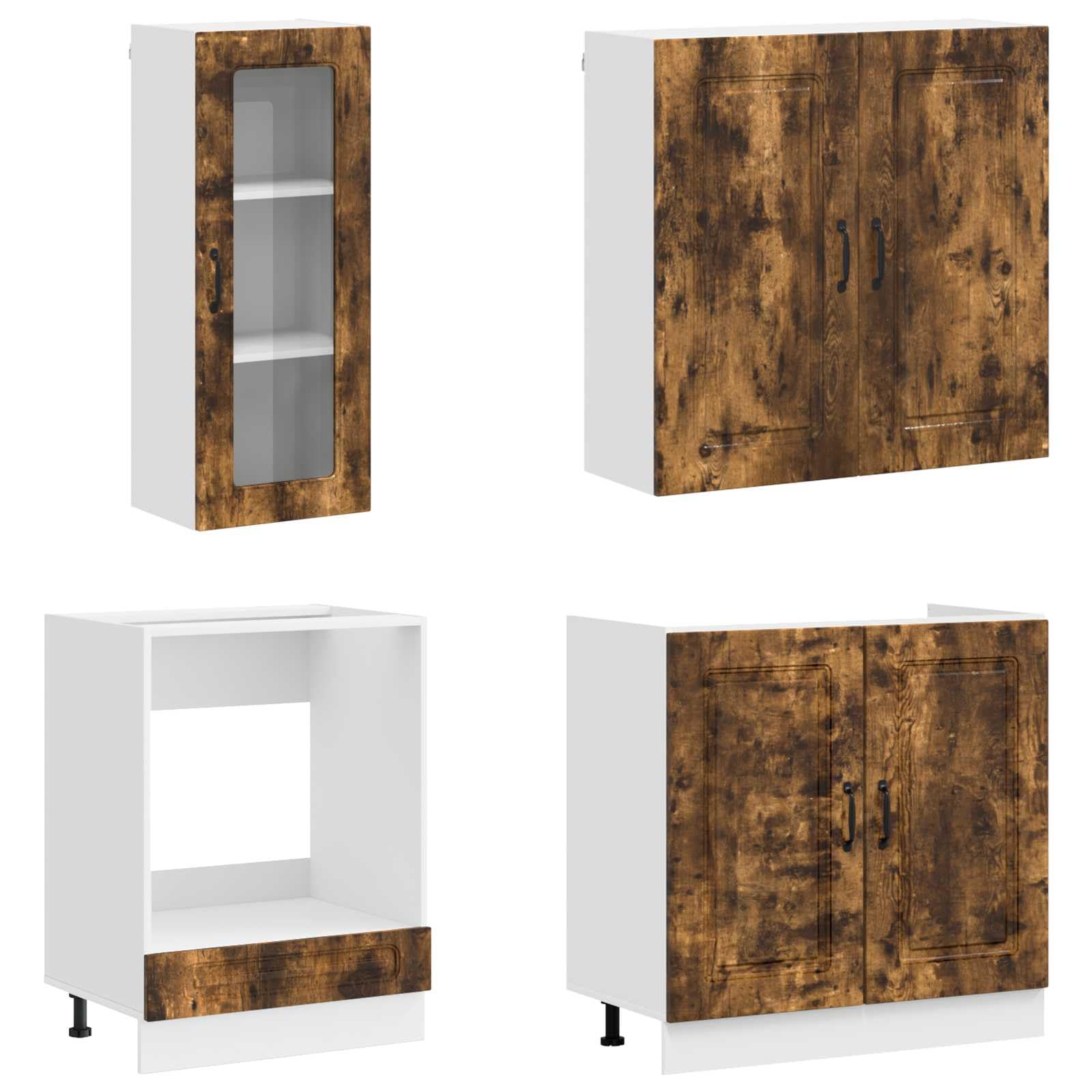 KALMAR Unità Cucina 8 Pezzi Rovere Fumo Legno Ingegnerizzato