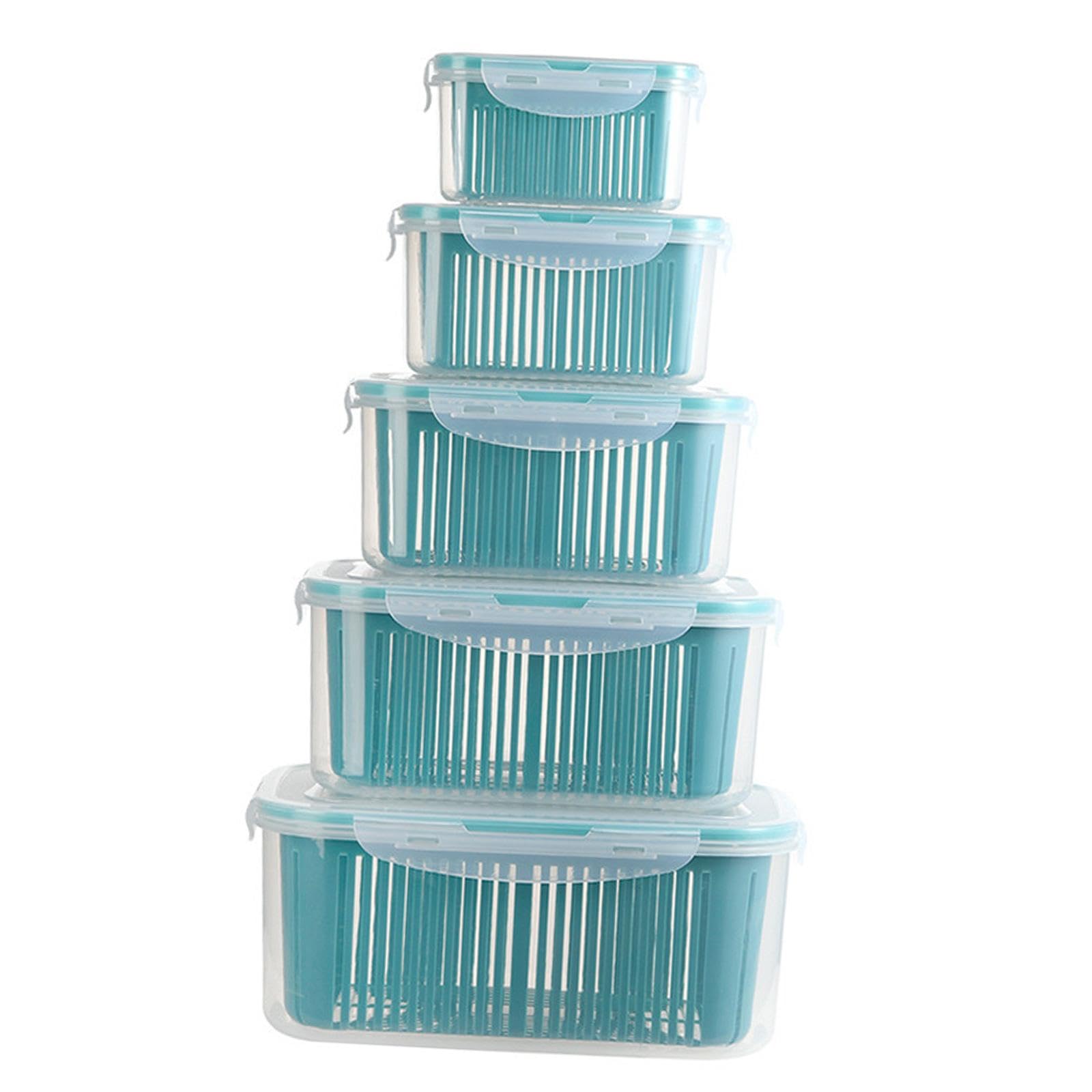 5 Cajas de Almacenamiento de Alimentos para Congelador, Portátiles, Rectangulares, para Conservar, Ideales para Refrigerador O Encimera.