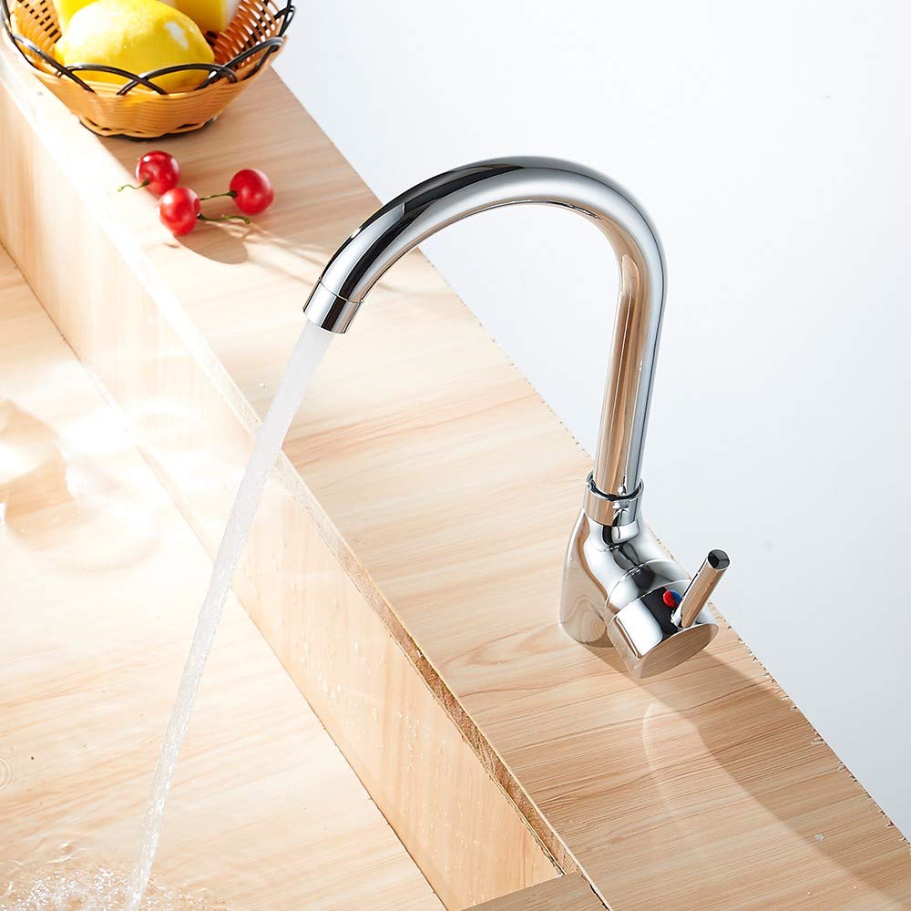 Haiba Chrome Finish Kitchen Mixer Tap Single Lever Monobloc Swivel Spout Kitchen Sink Tap with UK Standard Fittings Brass - Image 4