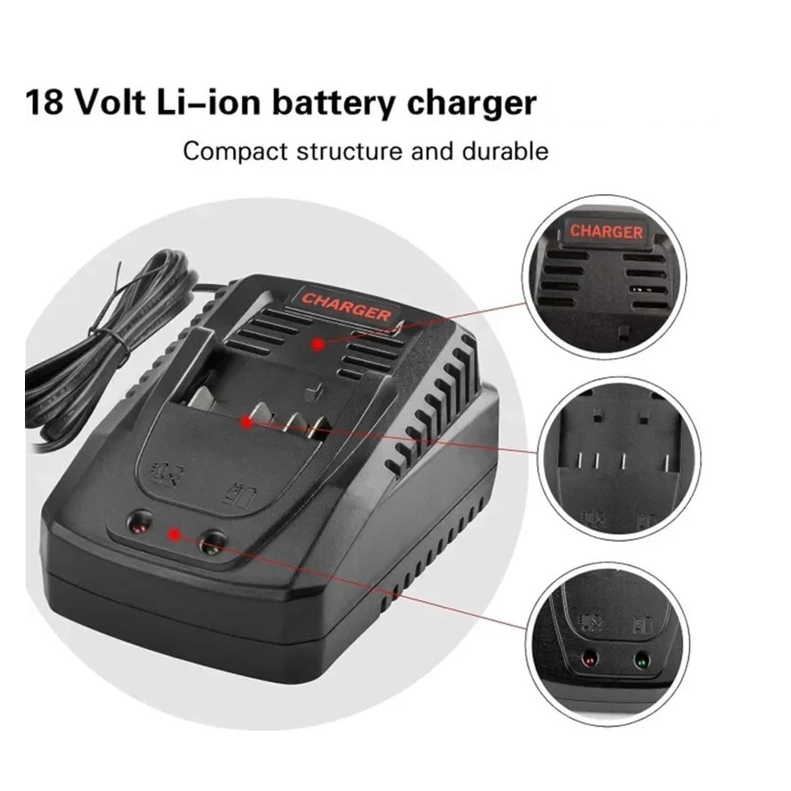 Cargador De 1,6 A Y 3 A, Compatible Con Baterías De Litio Bosch De 14,4 V Y 18 V, BAT609, BAT609G, BAT618, BAT618G, AL1860CV, AL1814CV Y AL1820CV.(3A,EU Plug)