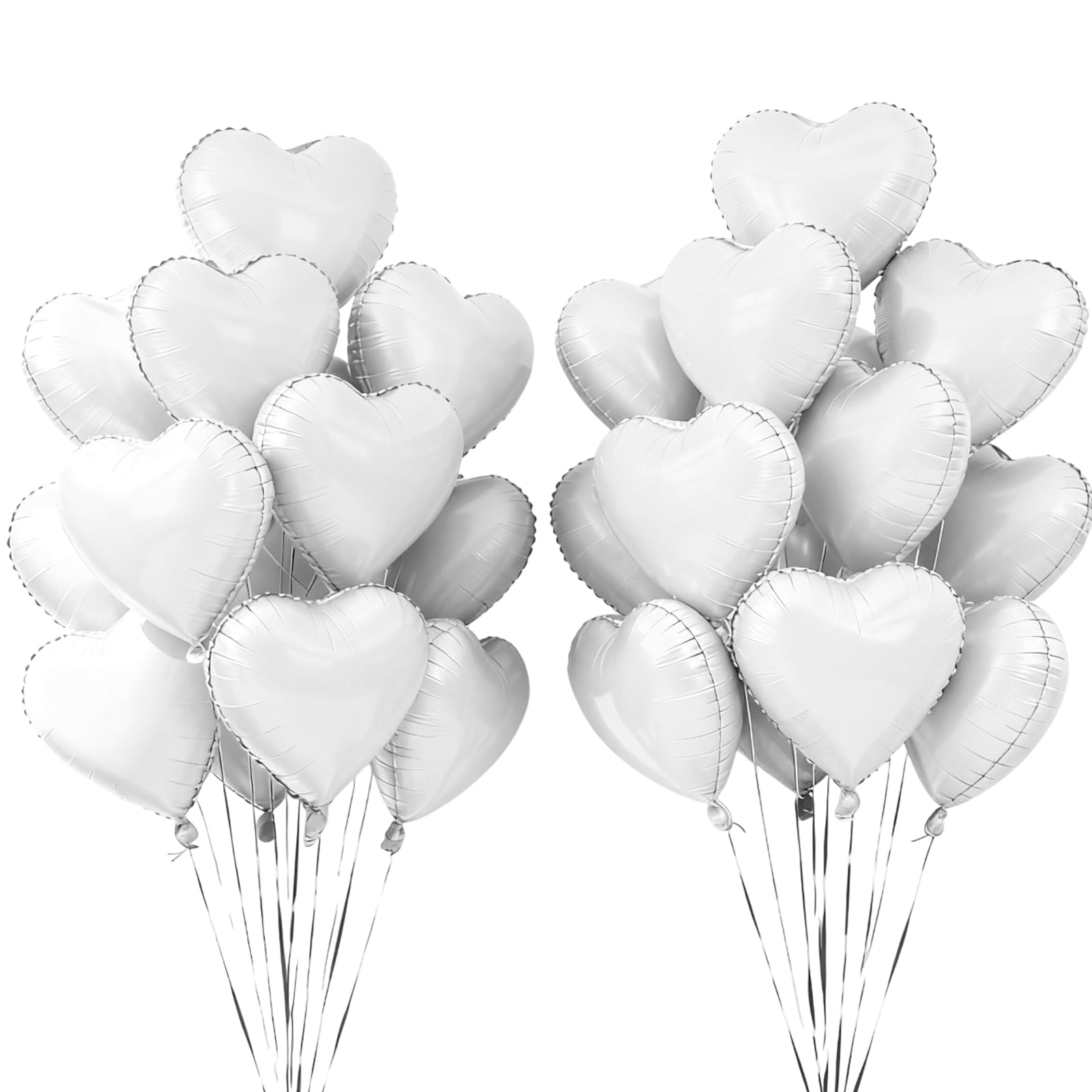 24 Pcs White Heart Balloons 18 Inch, Foil Helium White, Foil Helium Balloons, Heart Shaped, Suitable for Decorating Birthday Parties, Weddings, Engagement Parties, Valentine's Day and Other Festivals