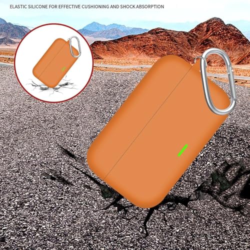 Image of Aniex Silicone Case Cover for realme Buds T500 Pro, Shockproof, Anti-Slip, Dustproof, Scratch Resistant, with Carabiner Hook, Full Body Protection (New Orange)