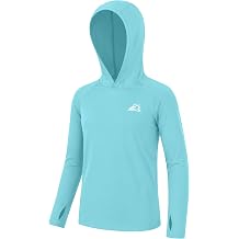 Boys Hooded Rash Guard Long Sleeve, UPF 50+ UV Sun Protection Swim Shirt, Fishing Water Hoodie for Girls Kids Youth