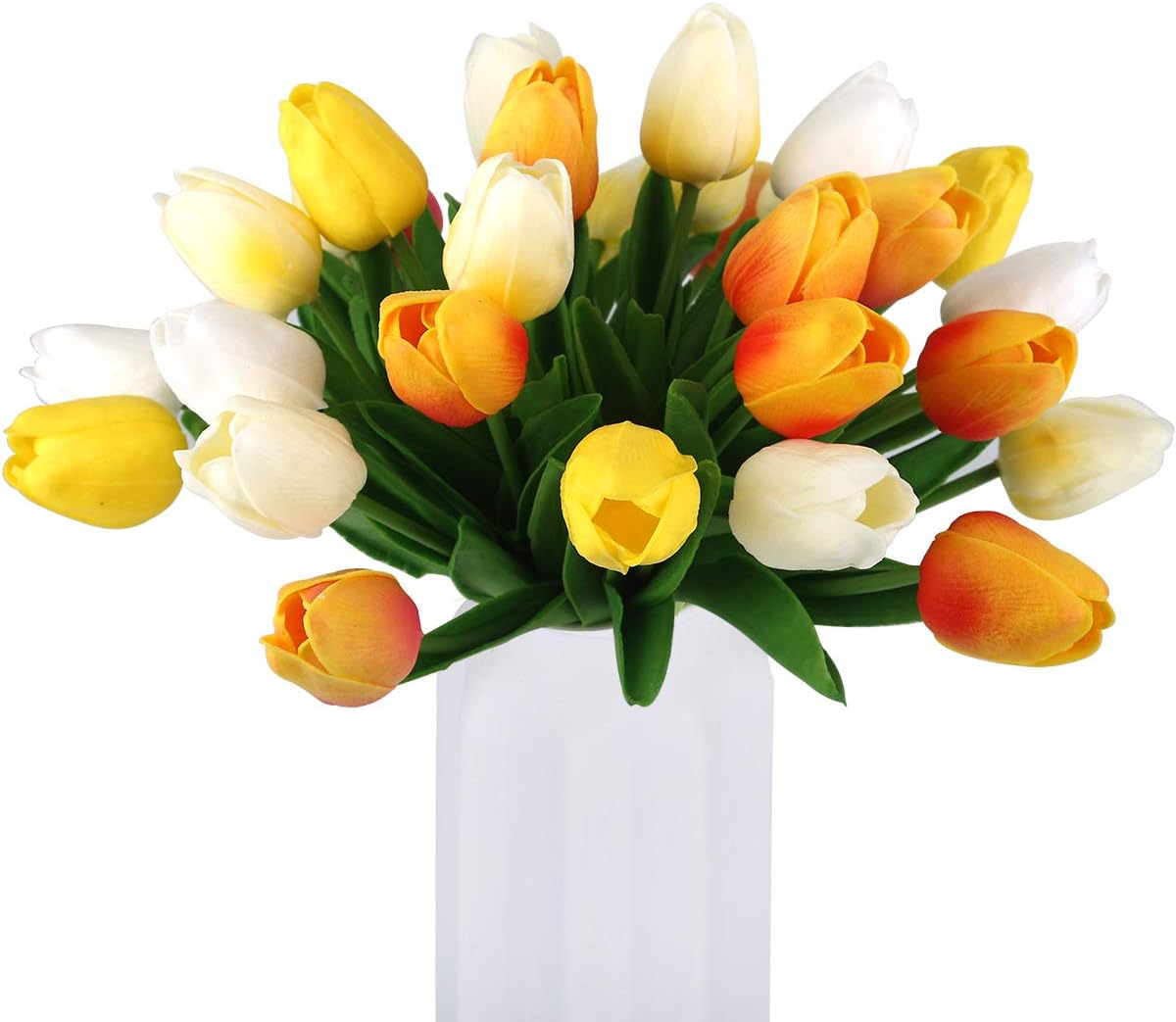 BOMAROLAN Artificial Tulip Fake Holland Mini Tulip Real Touch Flowers 24 Pcs for Wedding Decor DIY Home Party (Mix Colors 2)