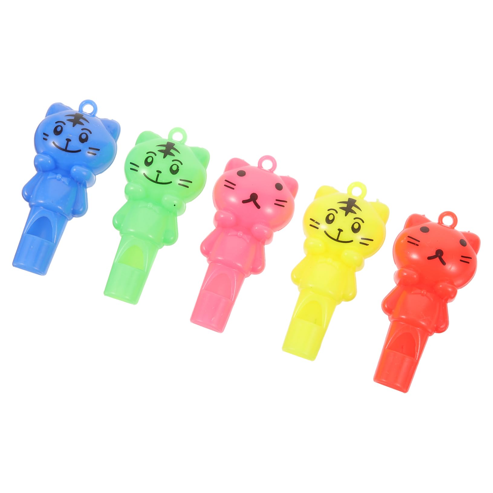 Happyyami 10Pcs Cat Pattern Cheering Whistles with Lanyard Whistle for Parties Sports Events and Referee Use Fun Present for Football Fans