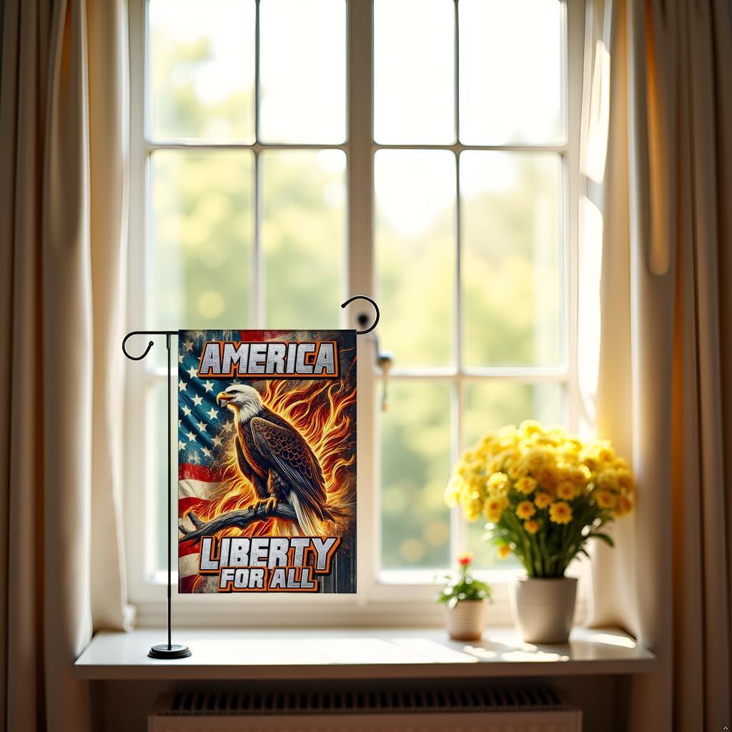 American Eagle Garden Flag 12x18 - "America Liberty For All" Patriotic US Flag Double Sided Outdoor Indoor Decor for 4th of July, Veterans Day, Memorial Day - Image 7