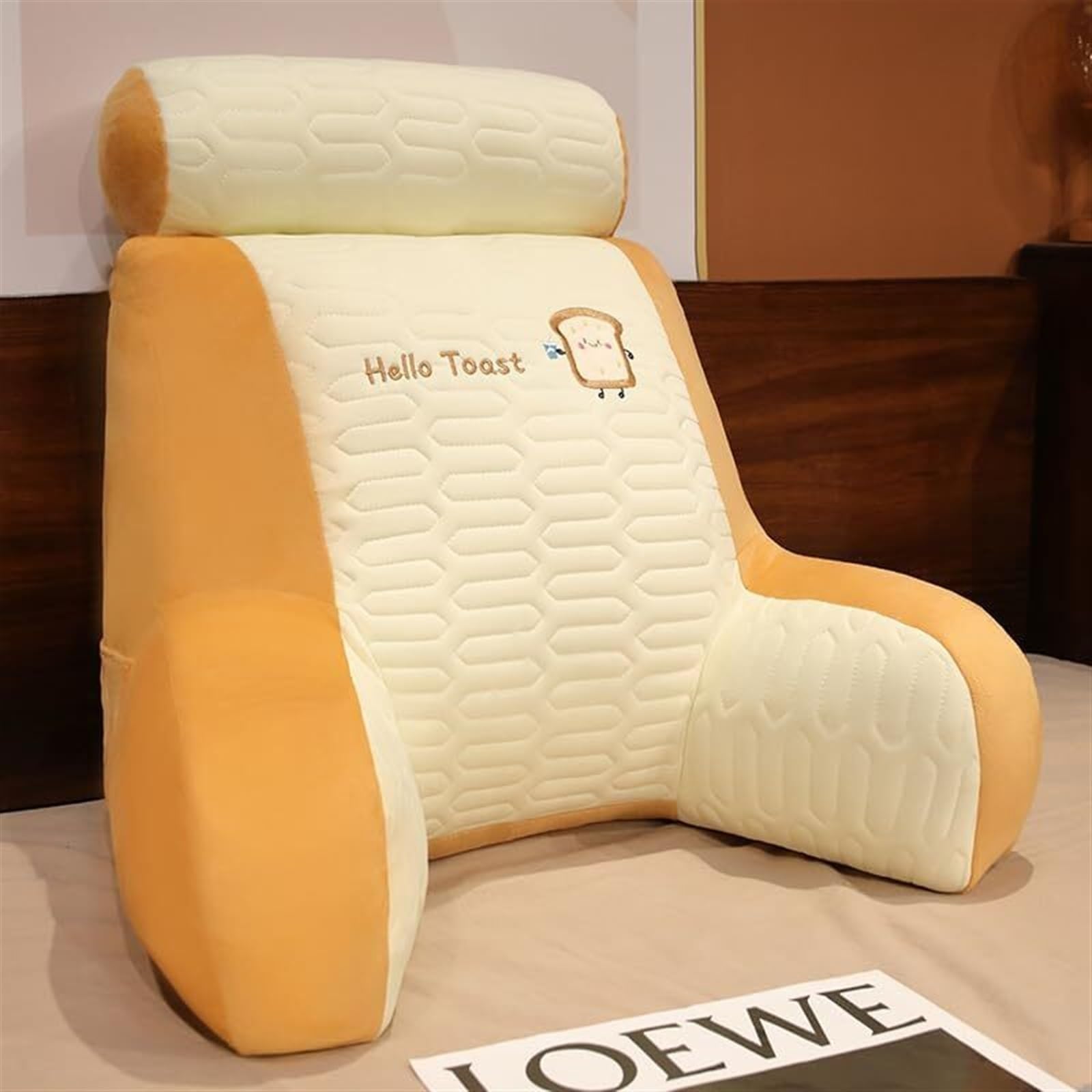 ZXGRfdefa reading pillow, Large Backrest Waist Pillows Triangle Reading Relax Sofa Support can Removed and Washed(Toast,60 * 50CM)