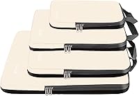 Vista 217 de BAGAIL 4 juegos/6 juegos/8 cubos de compresión para embalaje, accesorios de viaje, organizadores de embalaje expandibles (malla cuadrada, 06-beige)