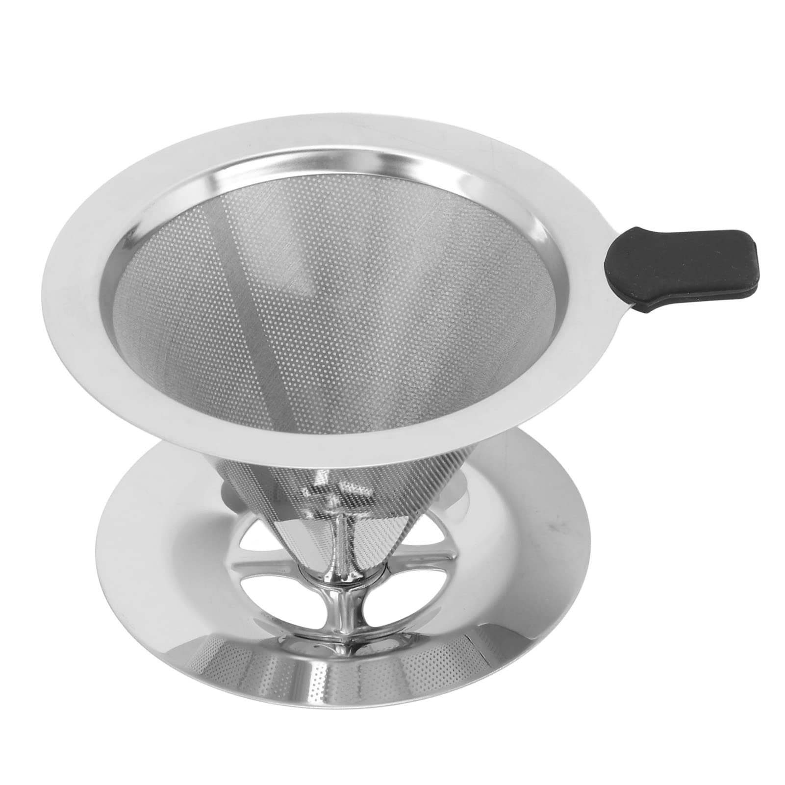 Tissting Stainless Steel Coffee Dripper, Reusable Hand-Brewed Coffee Pot Filter Drip Cone Coffee Filter-Free Paper Funnel for Kitchen Tool (1-2 Cups)