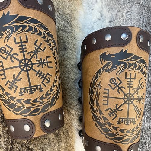 Armure de bras en cuir viking Jormungandr ajustable pour avant-bras - 5