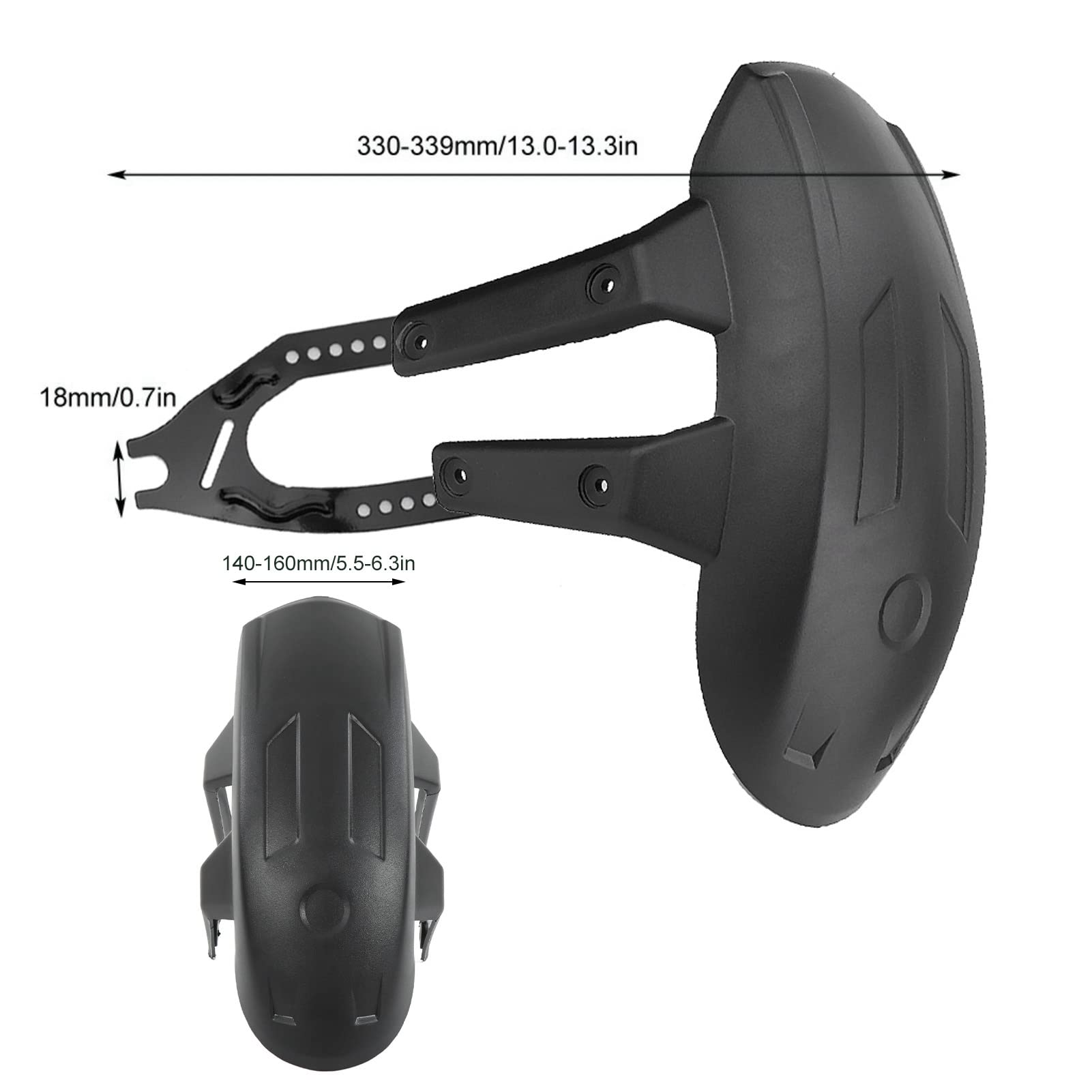 Motorrad-Spritzschutz, Kotflügel hinten, ABS-Metall, schwarz, universell für 12-18 Zoll Radnaben