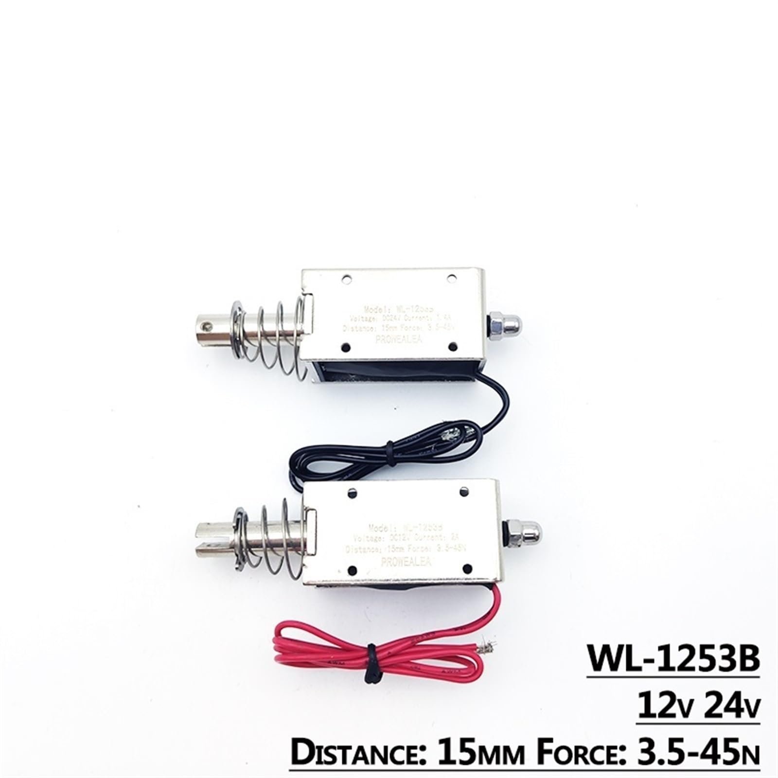 Solenoide elettromagnete Push Pull tipo WL-1253B 12V 24V forza di spinta 3.5-45N 15mm telaio aperto magnete elettrico lineare 1 pezzi(24V)