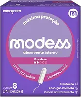Absorvente Interno Modess Mini Fluxo Leve com 8un Evergreen
