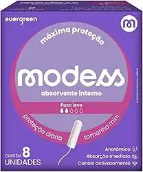 Absorvente Interno Modess Mini Fluxo Leve com 8un Evergreen