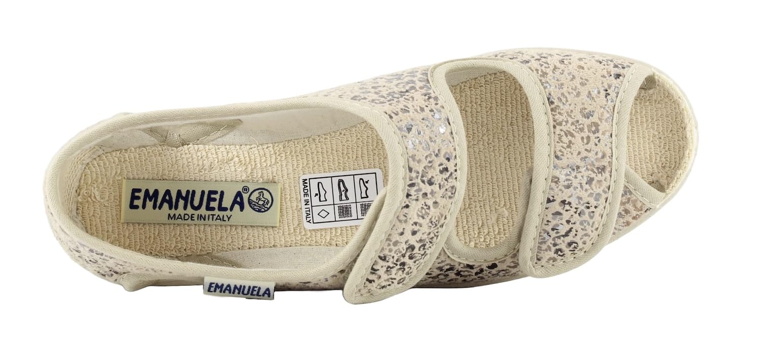 EMANUELA 667 Beige Cecile Scarpa Sandalo Donna Doppio Strappo Lavabili in Lavatrice A 30 Gradi
