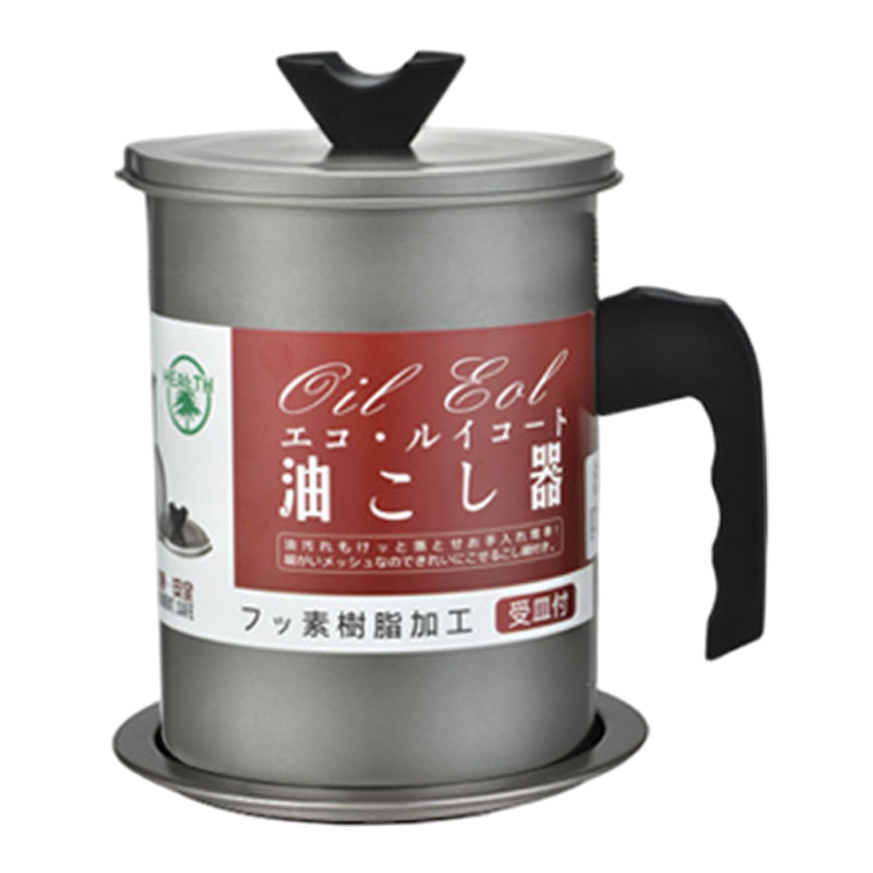 Ameble Assorted Color Bacon Grease Container With Strainer 1.7L Cooking Oil Storage Container Anti Scalding Handle And Coaster Tray For Kitchen Grease Filtering Meat Frying Oil Saving