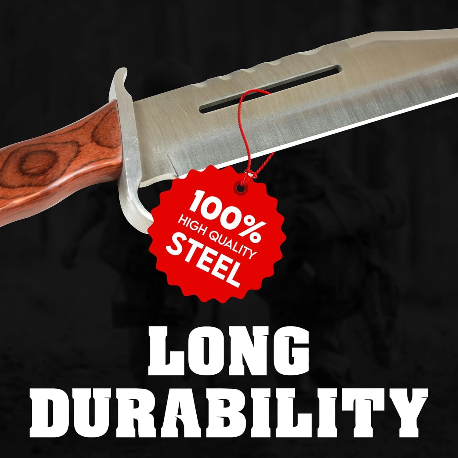 Swords and more Coltello da caccia con fodero in pelle – Lama fissa in acciaio inox, coltello outdoor per campeggio, escursionismo e attività all’aperto
