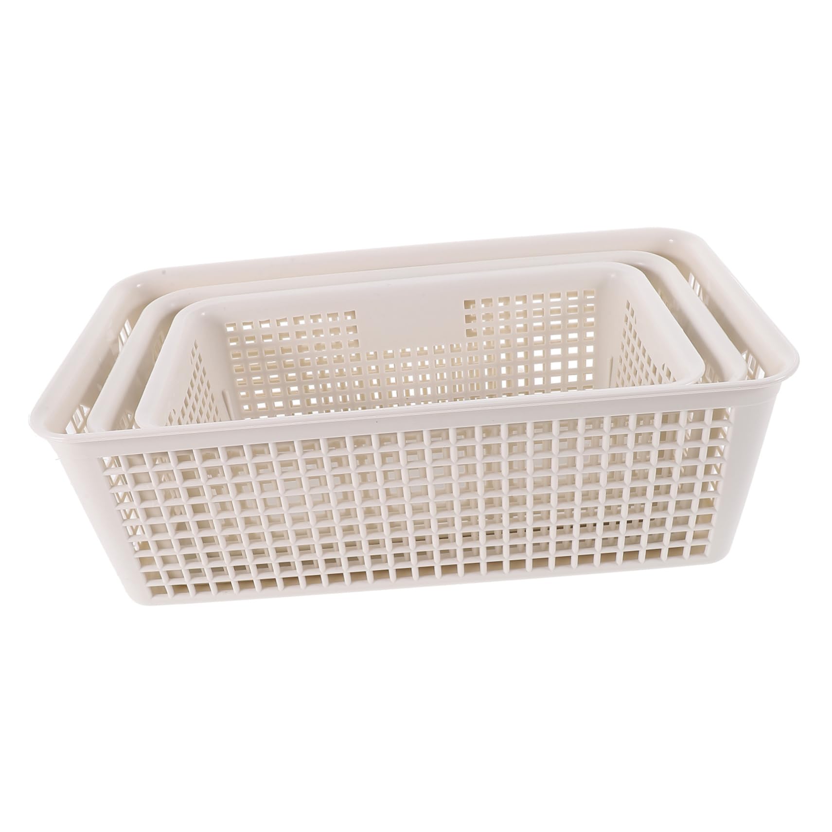 Cabilock 2 Series Cesta De Almacenamiento Plástica Apilable Con Organizador De Escritorio Con Asas Para Baño Cocina Y Armario Capacidad Grande Para Objetos Pequeños 3 Piezas X 2