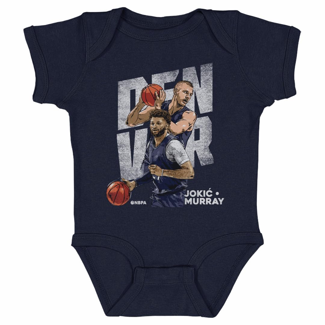 500 LEVEL Nikola Jokic Baby Infant One Piece Bodysuit (18M, Navy) - Nikola Jokic & Jamal Murray Denver Duo WHT