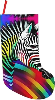 AKDODK Medias coloridas con estampado de cebra arcoíris de 18 pulgadas, color negro, talla única, negro, talla única, negro, negro, Ett Storlek, Blackone, Ett Storlek
