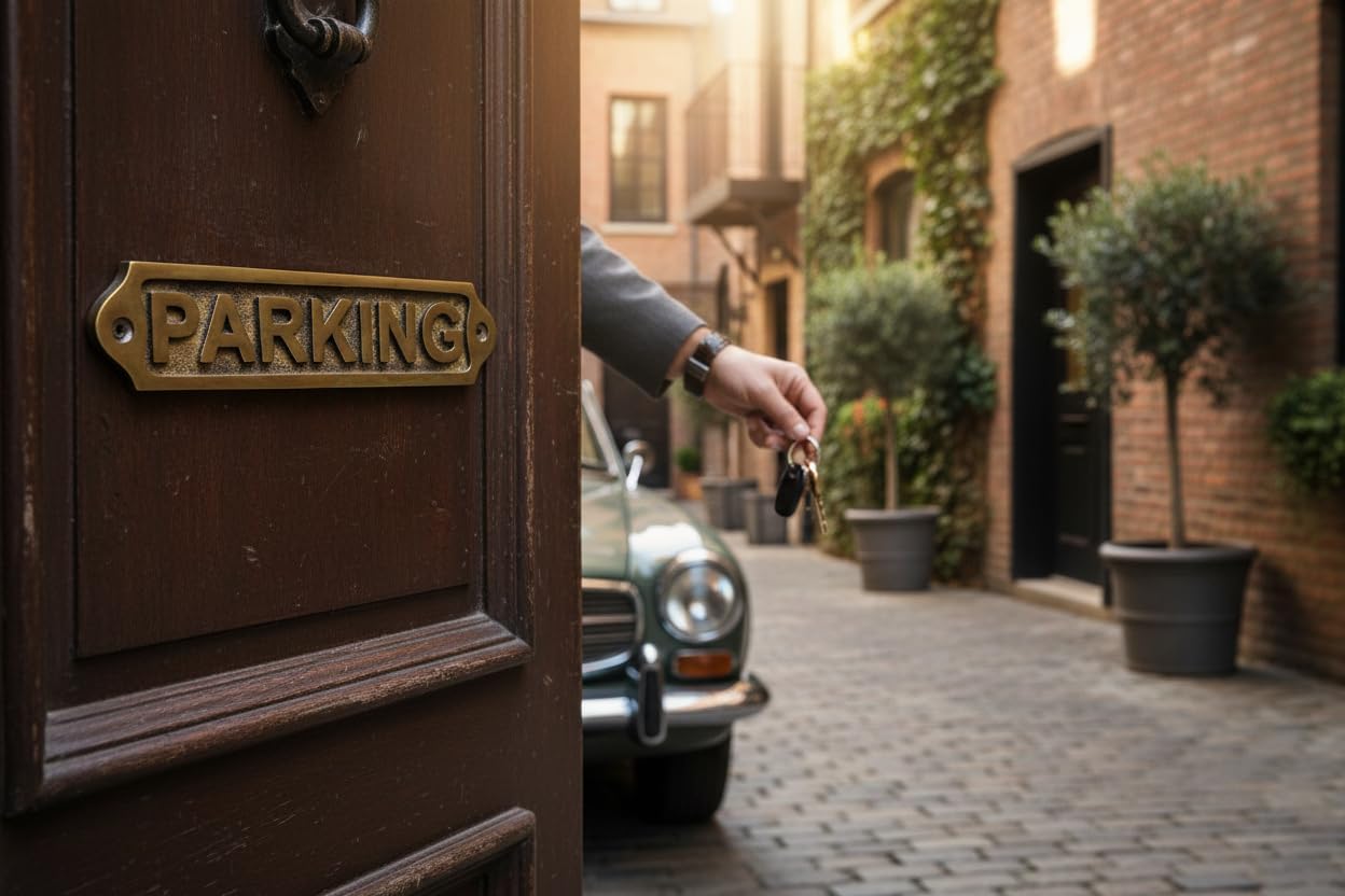 PARKING Antique Engraved Door Plaque Sign 22x5 cm — Vintage Style Wall & Door Name Plate with Screws, Classic Plaque Decor for Home Office Business Entrance — PARKING