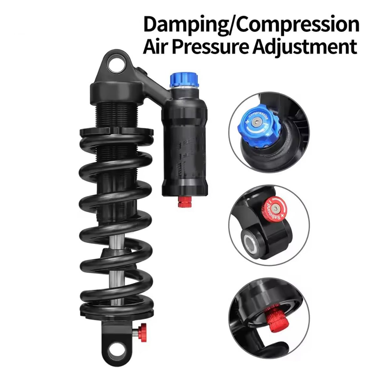 Amortiguador trasero para bicicleta de 550 libras, 210 mm, amortiguación de rebote para bicicleta/MTB/Scoters/EBike resorte de suspensión