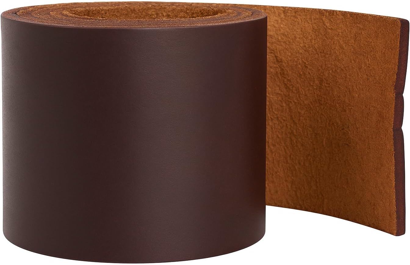 Mandala Crafts 3 Inch Brown Leather Straps for Crafts – 2.5mm Thick 4.2 FT Flat Soft Genuine Full Grain Cowhide Leather Strips Bands for DIY Blank Belt Making Crafting Handles Tooling