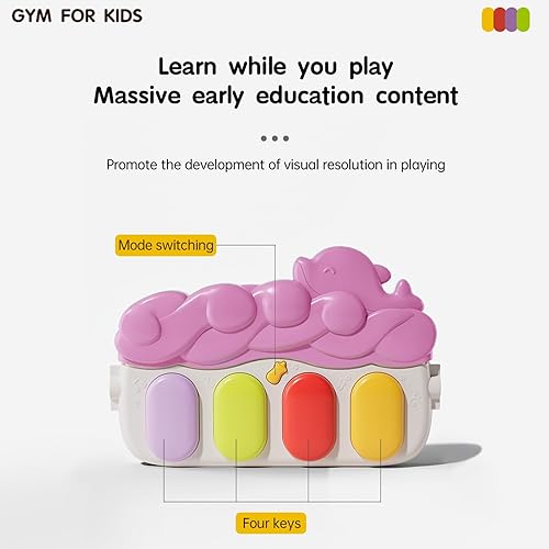Miniatura 5 de Tapete de juego para bebé, gimnasio para bebé, piano, boca abajo, tapete de actividad para bebé, música y luces para niños y niñas para recién