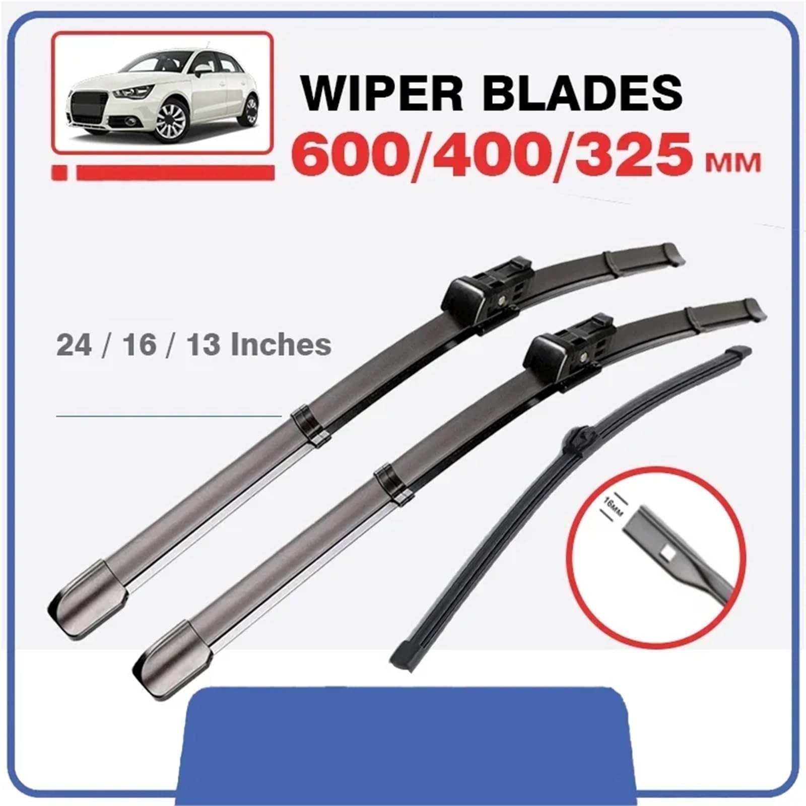 Limpiaparabrisas De Coche Compatible Con Para A1 Para 8X 2010 2011 2012 2013 2014 2015 2016 2017 Limpiaparabrisas Delantero Trasero Juego De Parabrisas 24"+16"+13"