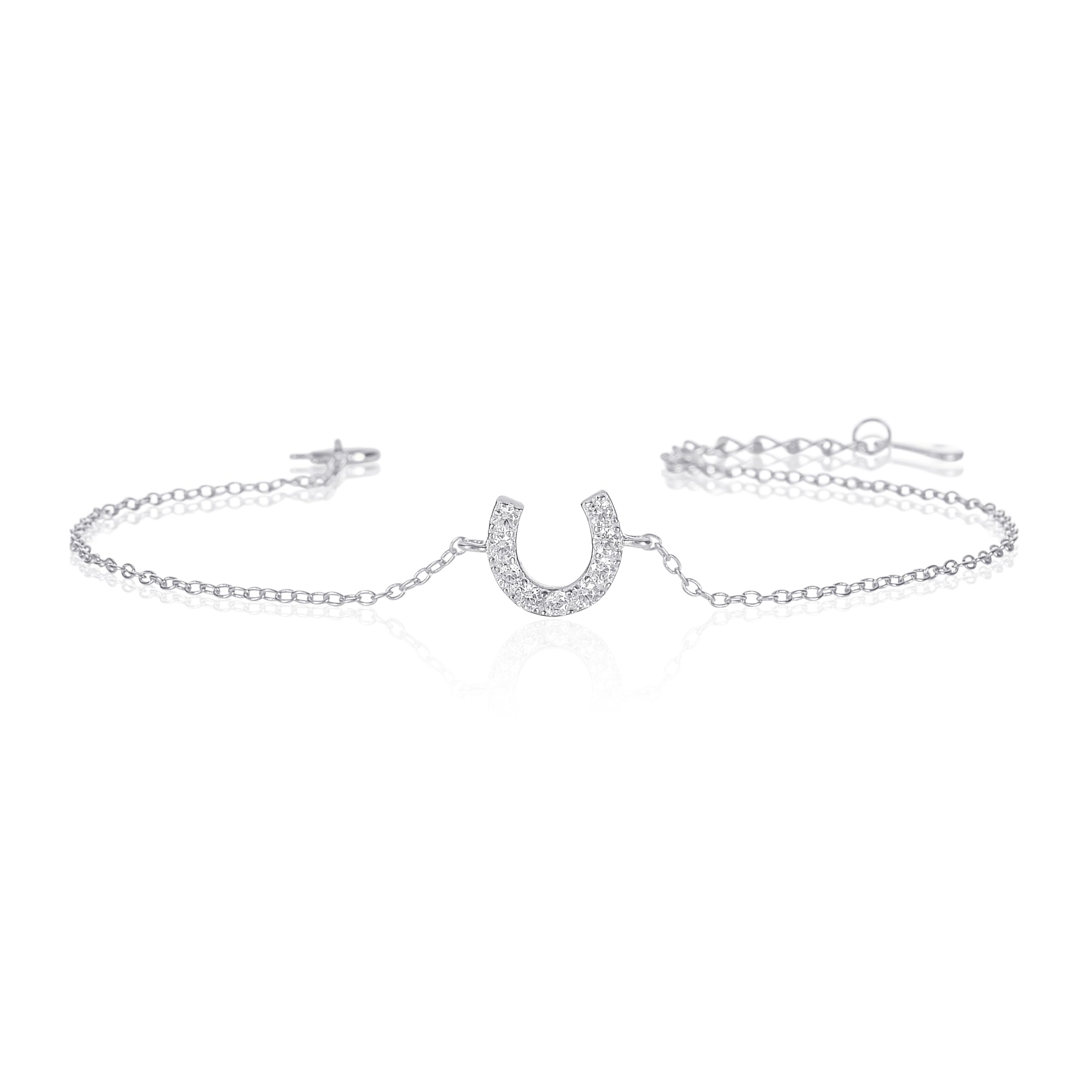 Diamond Treats Bracciale in argento 925 da donna in ferro di cavallo, bracciali in ferro di cavallo per donna e ragazza, bracciale da donna argento, oro giallo o oro rosa